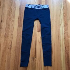 Gymshark Navy Leggings White Waistband Small